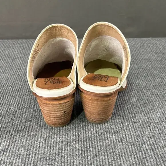 Miz Mooz Heels Women’s 6.5 Amalia Mules Leather Boho Slip On Minimalist White - Picture 4 of 12